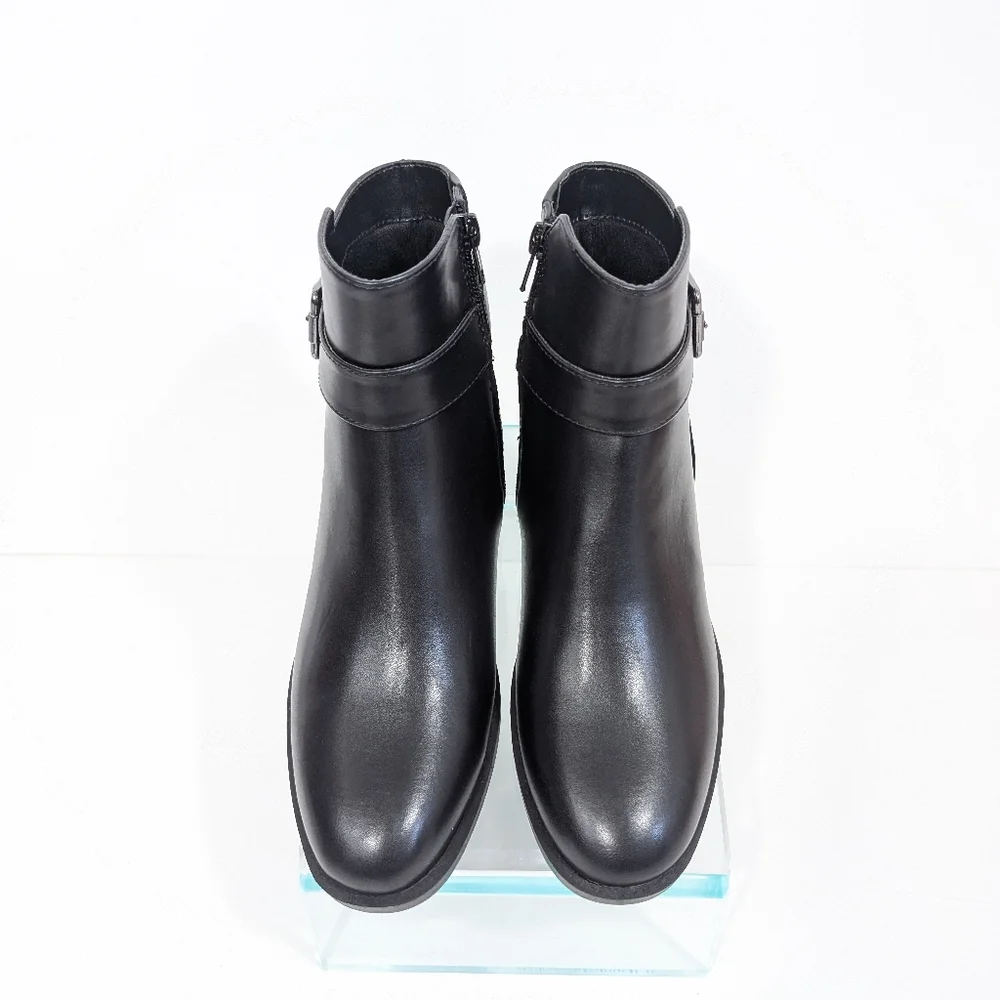 Nine West Akimy Ankle Boots sz 6.5 NEW Women Faux Black Leather Booties